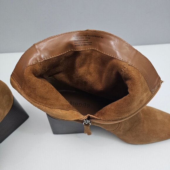 Blondo Salome Ankle Boot Womens 9 Cognac Brown Suede Waterproof Block Heel Fall - Picture 10 of 15